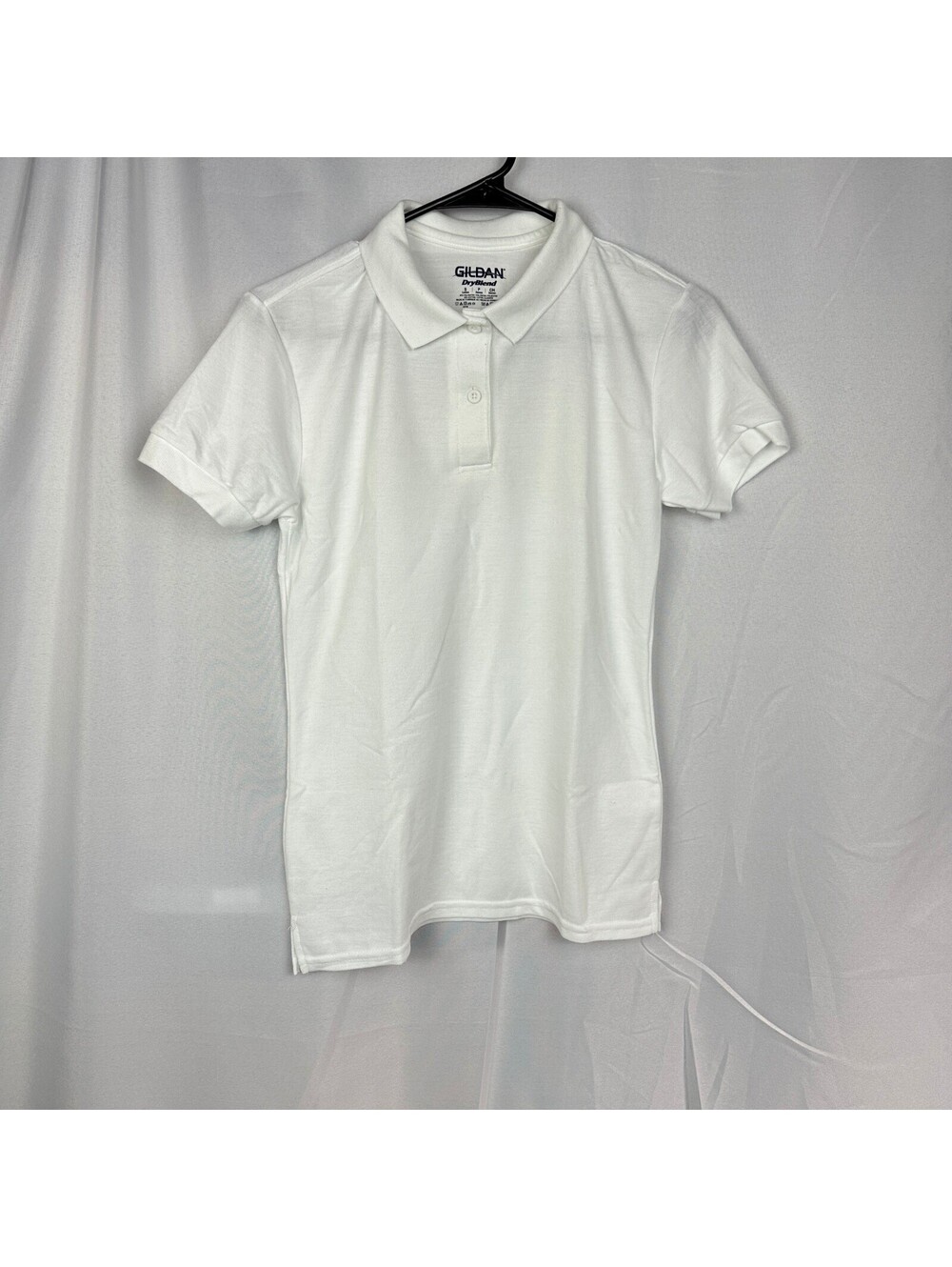 NWT Gildan Polo Shirt Womens S White Moisture Wicking